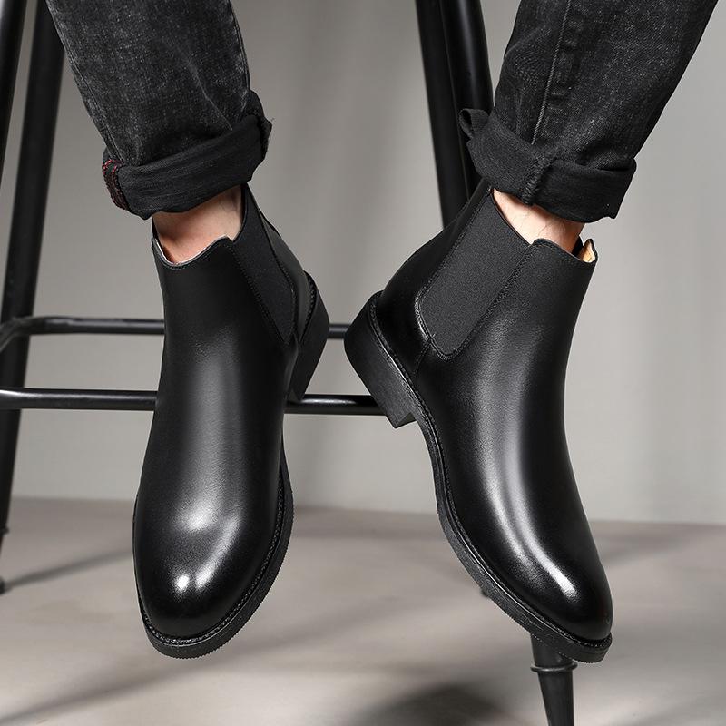 Men'S Classic Retro Chelsea Boots Genuine Leather Men Fashion British Style Short Ankle Boot Mens Casual High-Top Shoes