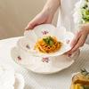 European Style Retro Dim Sum Plate Household Dessert Cake Plate Set Small Flower Ceramic Fruit Salad Bowl Plate Breakfast Plate