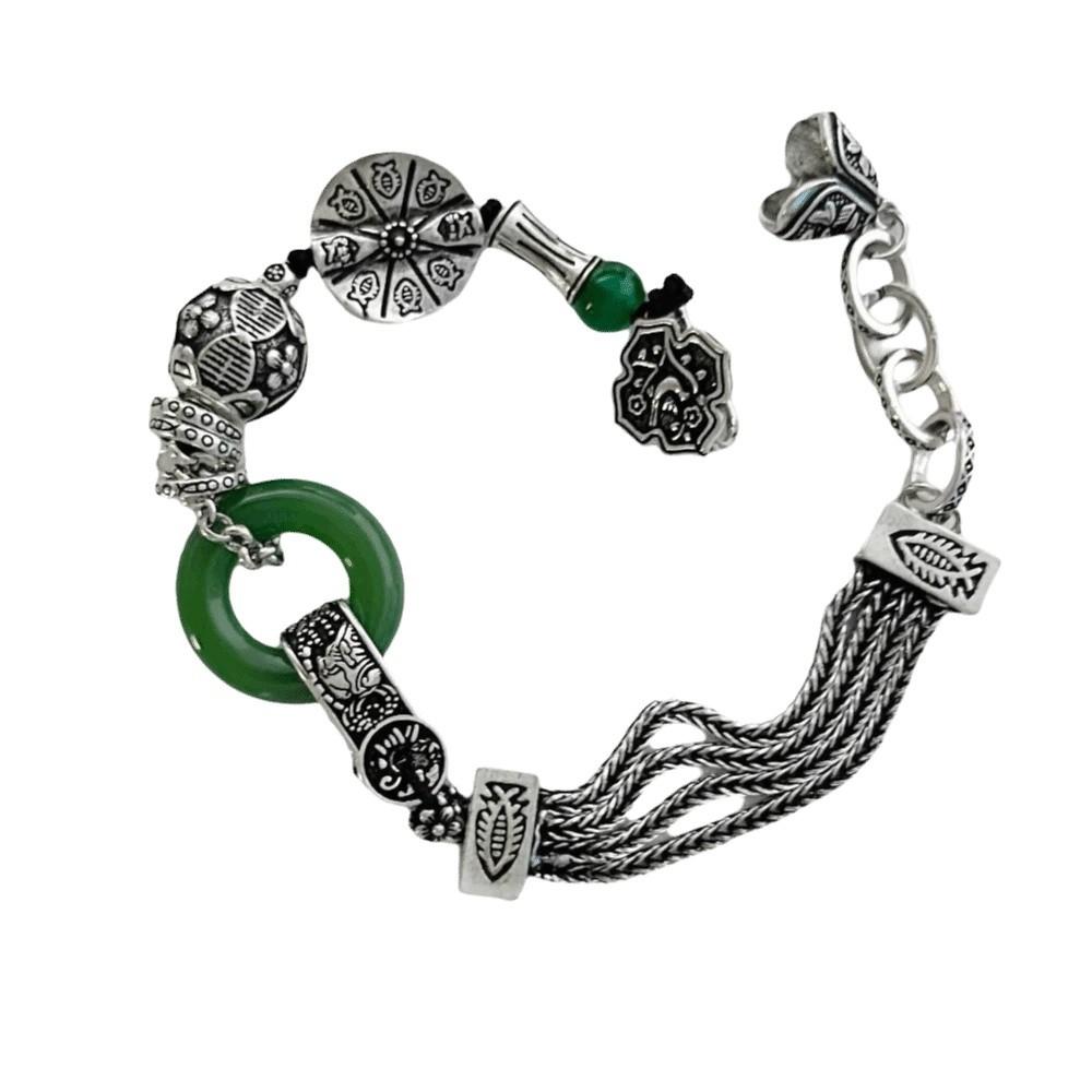 Vintage Retro Beaded Bracelet New Chinese Style Green Bangle Holiday Gifting