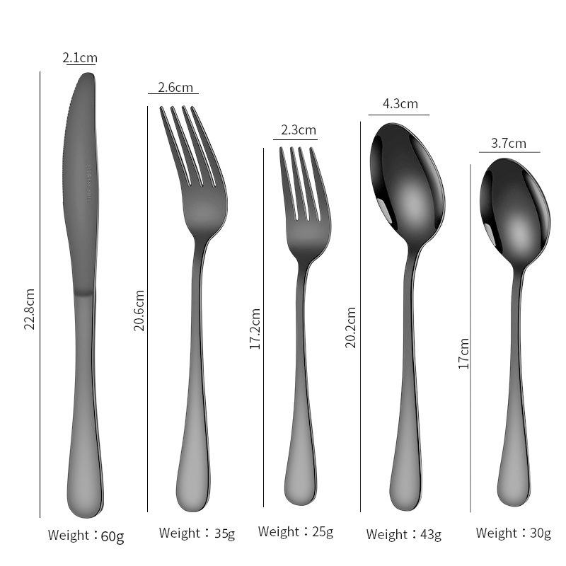 Набор столовых приборов из нержавеющей стали: Нож, Вилка, Ложка для Дома, Отеля, Западного Ресторана, включая Стейковый Нож и Вилку, Суповую и Столовую Ложку с Длинной Ручкой.