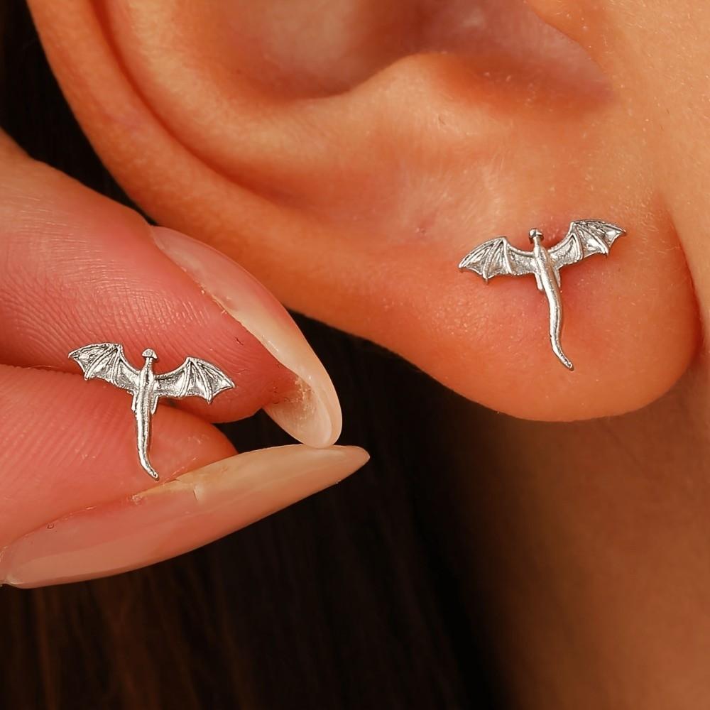 Small Vintage Dragon Earrings Personality Flying Dragon Stud Earrings Metal Stud Earrings Daily