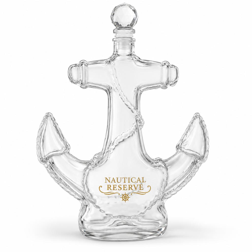 Nautical Anchor Glass Decanter Bottle Clear Spirit Wine Carafe For Whiskey Brandy Rum,Creative Maritime Home Bar Cabinet Display