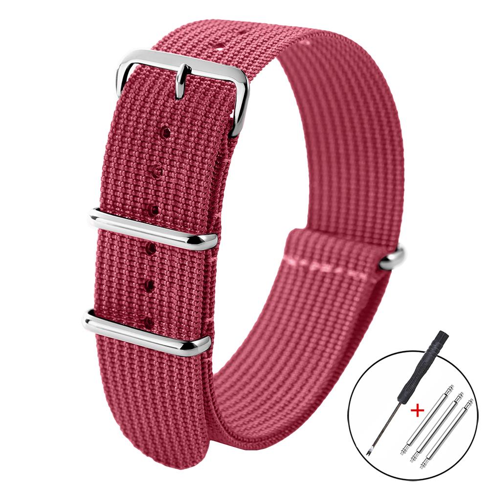 Ribbed Nylon Watchband Woven Nylon Watch Strap 18mm 20mm 22mm for Military Watch Band Bracelets for Omega Watchband Accessories
