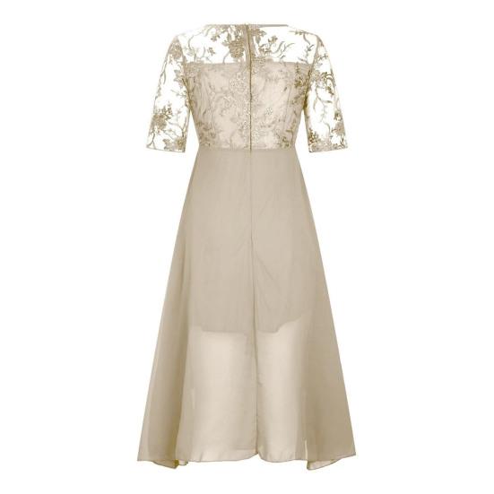 Женское платье миди с цветочным кружевом, летнее шифоновое платье-халат с круглым вырезом, длинное коктейльное вечернее платье для гостей на свадьбе, подружек невесты