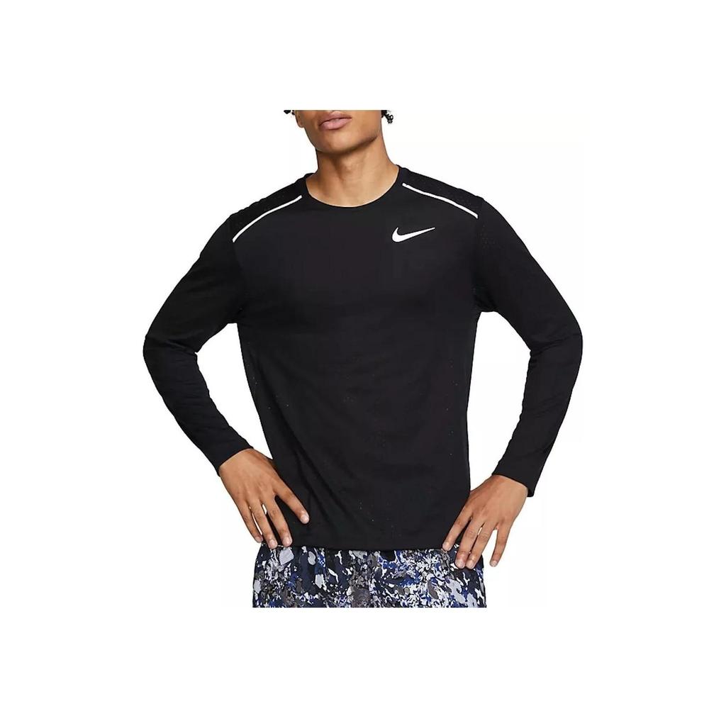 Nike Dri-Fit Miler Long Sleeve Running Casual T-Shirt Men Tops Black CU0319-010