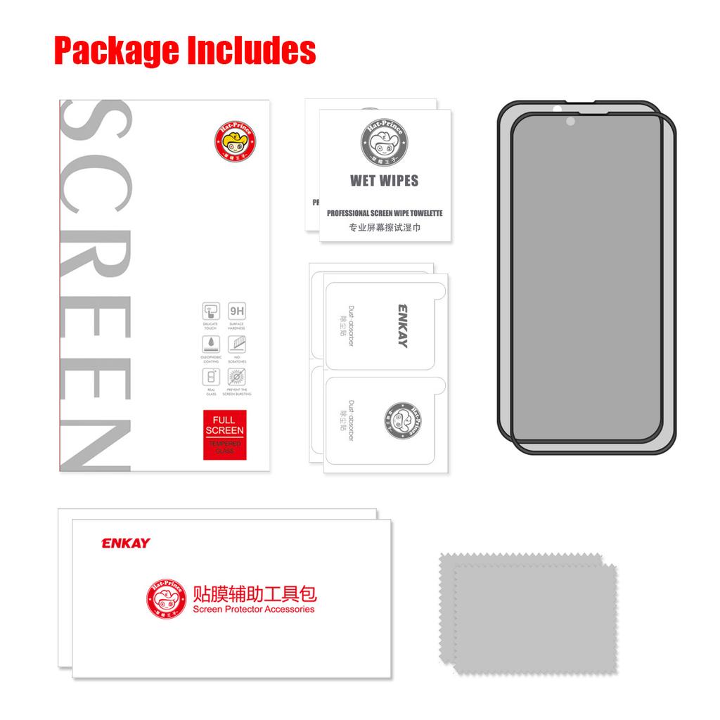 2Pcs/Set HAT PRINCE Full Coverage Full Glue 9H Hardness HD Anti-Spy Anti-Peep Tempered Glass Screen Protector for iPhone 13/13 Pro/14