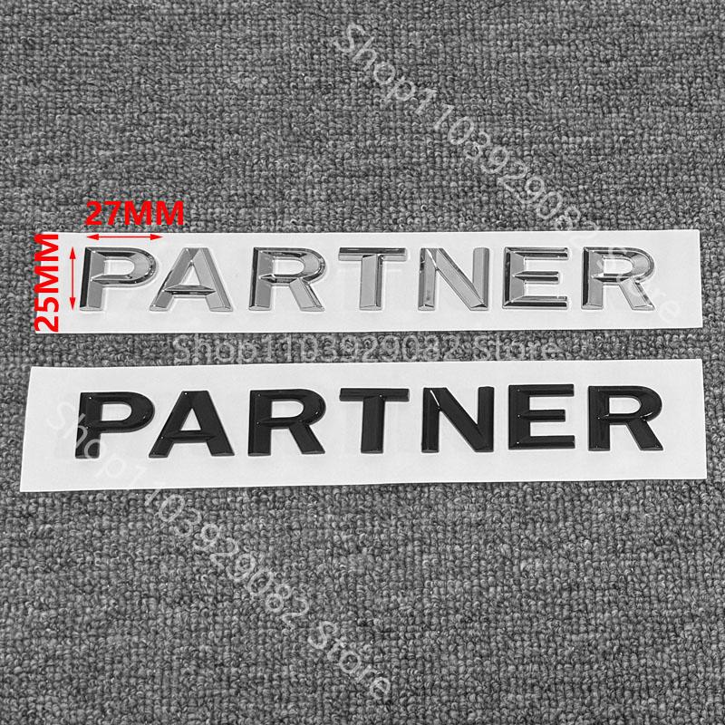 AAZS1 1pcs 3D PARTNER ABS Car Rear Letter logo sticker Rear Bumper tail door trunk car rear Emblem styling Accessories For Peugeot