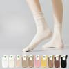 Белые махровые носки, тонкие женские весенне-летние бесшовные носки до середины икры из чистого хлопка, летние хлопковые носки средней длины