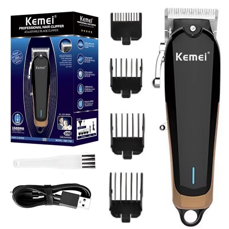 KM-1756 Hair Clipper Professional Barber Fade Hair Cutting Machine Rechargeable Electric Cordless Trimmer Men Strong Power