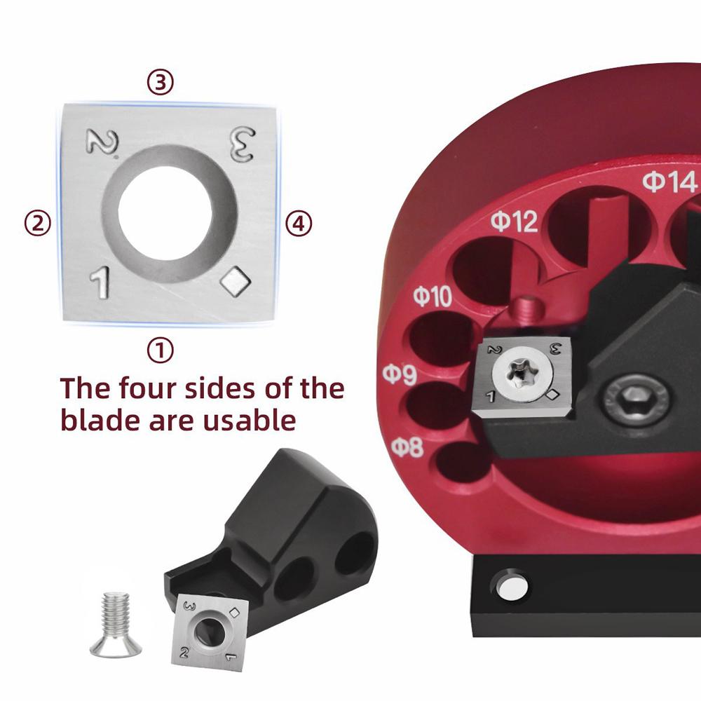 Dowel Maker Jig Kit Aluminum Alloy Square Wood Bar Turning Round Auxiliary Tool Carbide Blade 8 Different Diameter Turning Holes