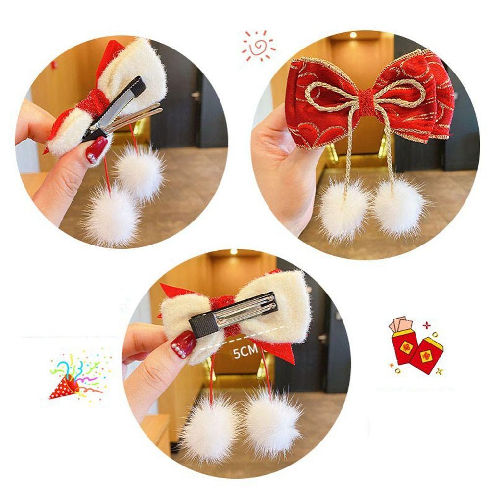 Headwear Pompoms Hanfu Headdress Bow Hairpin Hair Accessories Baby Wig Barrette Children Hair Clip