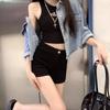 High Waist Denim Shorts Women Summer Stretch Black Slim Fit Casual For Teen Girls