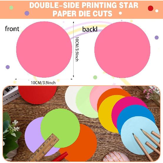 Kisston 360 Pcs Round Cutouts Paper 3.9 Inch Assorted Color Die Cuts for DIY Craft Projects School Classroom Bulletin Board Decor