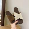 Cross-strapped Linen Slippers Women's Outerwear Summer New Retro Casual Sandals Vacation Seaside Beach Flat Sandals