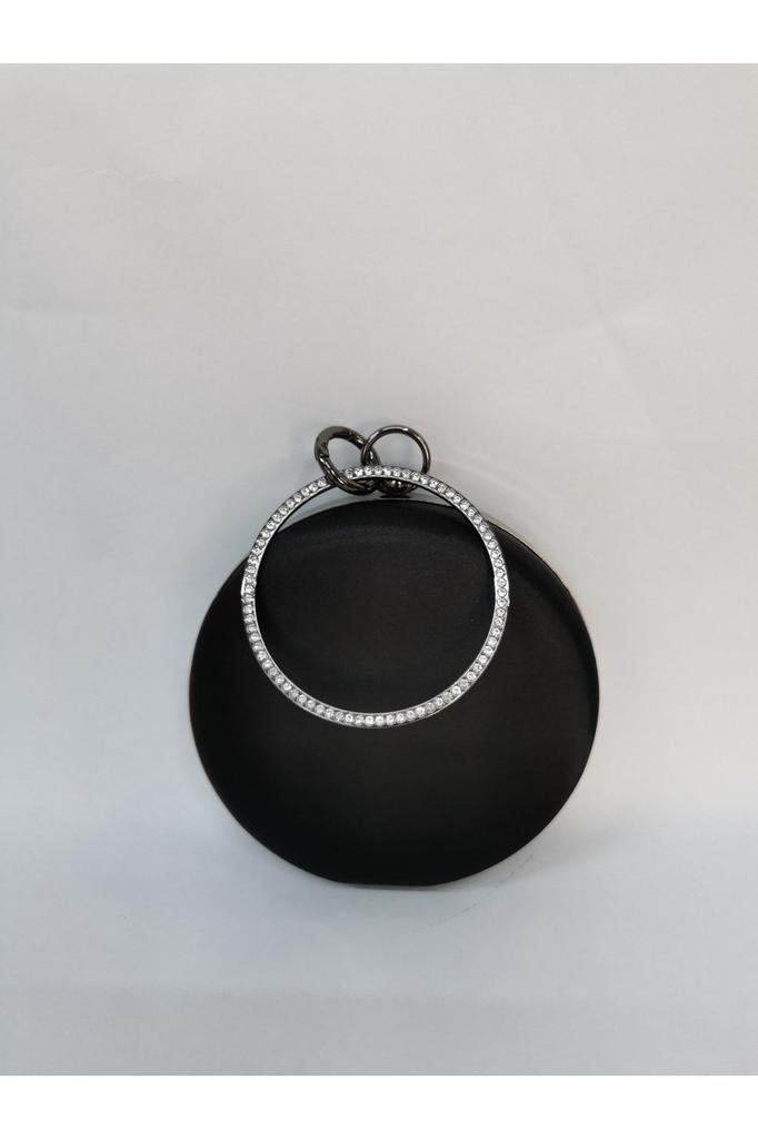 Women's Stylish and Useful Evening Dress Bag Women's Satin Saks Blue Round Evening Dress Clutch Portfolio Bag