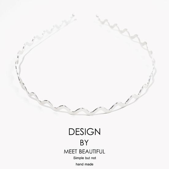 Women Metal Headband Geometry Wave Shape Hair Hoop Non-Slip Elastic Design Bang Hairband Hair Accessories