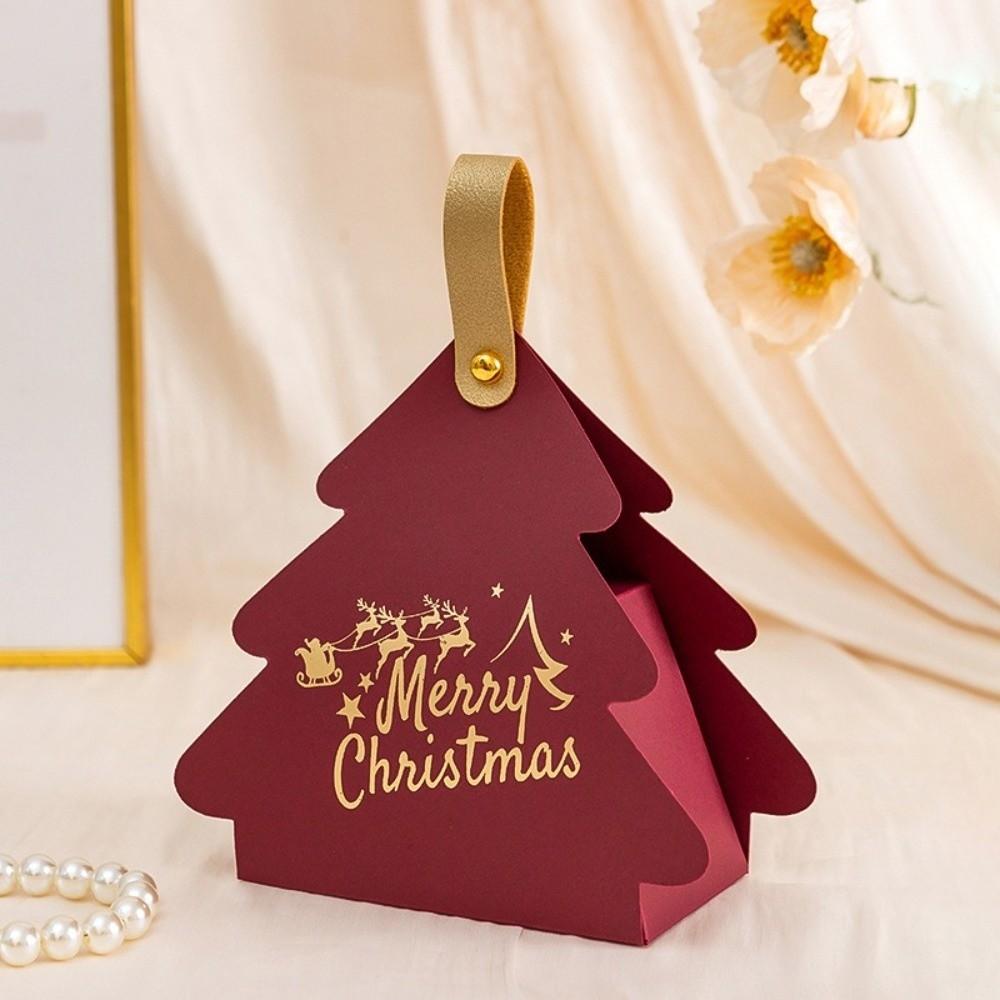 5pcs Cardboard Candy Gift Box Carry Handle Party Favor Box For Christmas Party