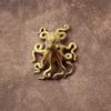 Hand Made Small Octopus Statue Metal Brass Tea Pet Table Ornament Lucky Home Decorations Accessories Chinese Tea Set Craft Gift