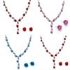 Vintage Vine Rose Alloy Necklace Earring Set Fashionable Painted Rose Tassel Bridal Accessories Elegant Jewelry Accessories