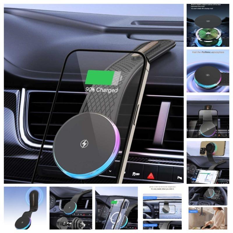 Новый автомобильный кронштейн, магнитный автомобильный беспроводной зарядный складной кронштейн для мобильного телефона, специальная навигационная присоска, 15 Вт, быстрая зарядка
