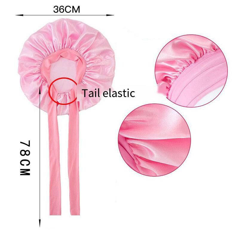 Women Satin Bonnet Solid Sleeping Hat Stretchy Tie Band Elastic Night Shower Cap Hair Head Cover Bonnet Simple Hair Accessories