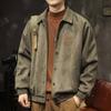 Air Layer Весна и Осень Рабочая Куртка Мужская Свободная Зимняя Бейсбольная Куртка Из Оленьей Кожи С Лацканами