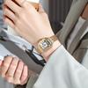 Роскошные женские модные квадратные часы с ремешком из золотого сплава, женские кварцевые наручные часы, женские часы с римской шкалой