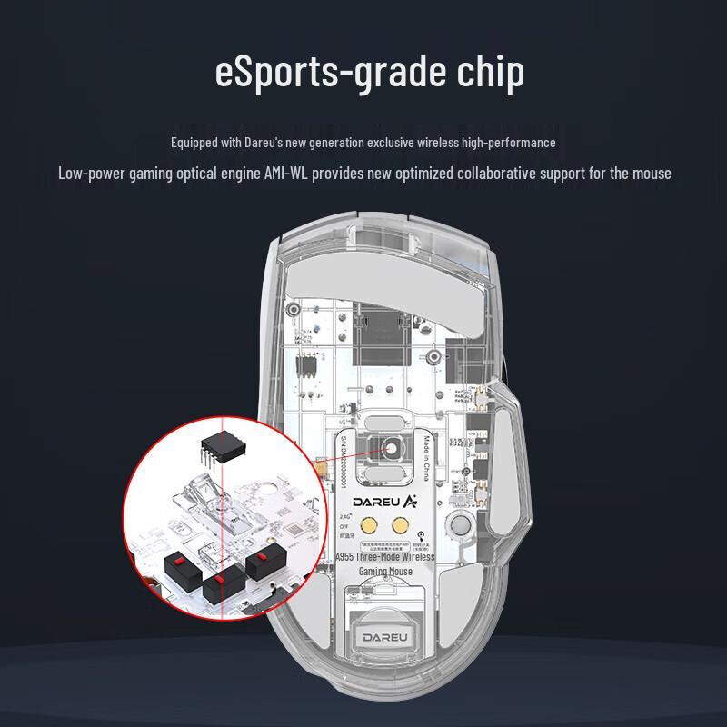 Dareu A955 Tri-Mode Wireless RGB Gaming Mouse