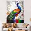 Colorful Peacock with Floral Background Patterned tapestry home decor, suitable for bedroom and living room, gift