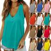 Женские повседневные топы для ношения с леггинсами, летняя однотонная майка без рукавов с v-образным вырезом для женщин