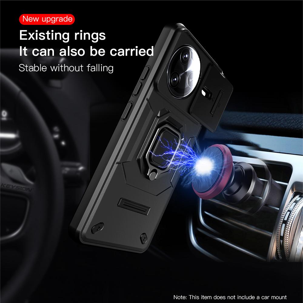 KEYSION Противоударный защитный чехол для POCO F7 Pro Slide Camera Защитное кольцо для объектива Подставка для телефона Задняя крышка для Xiaomi POCO F7 Ultra