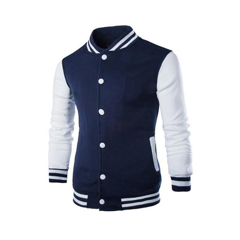 Men S Hooded Baseball Jacket Slim Fit Cardigan Sport Casual Wear