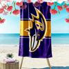 Baltimore Ravens Print Beach Towel, Large Soft Quick Dry Towel for Beach Camping Swimming
