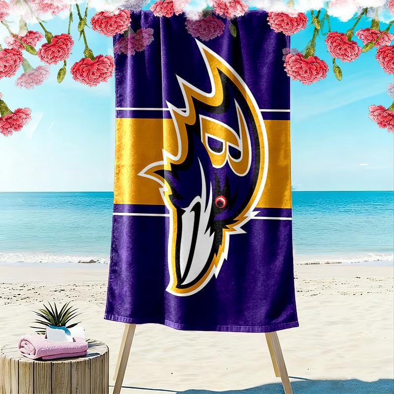 Baltimore Ravens Print Beach Towel, Large Soft Quick Dry Towel for Beach Camping Swimming