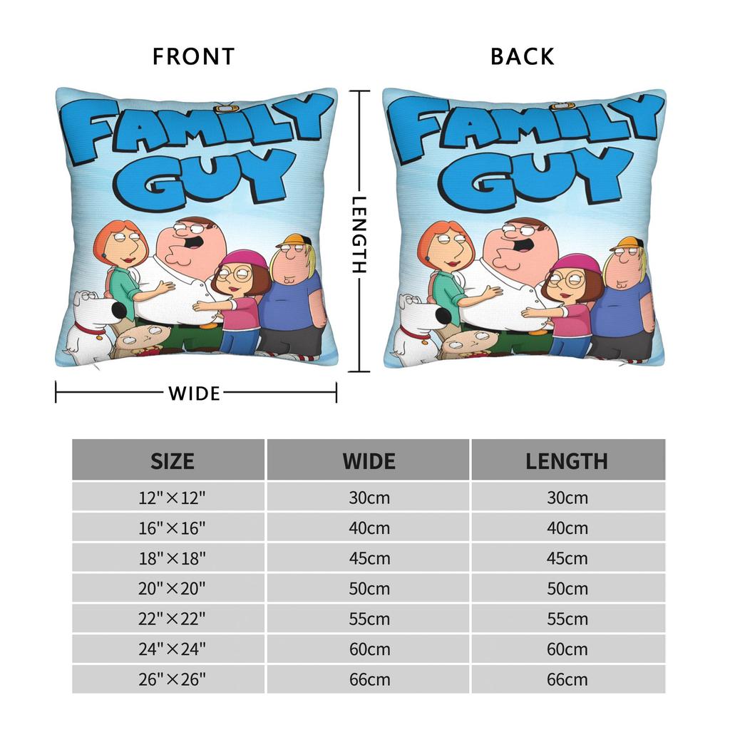 Decorative Pillow Cover F-Family Funny Guy Merch Seater  Pillow Case Cover Zipper Multiple Sizes