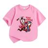 Kids Boys Girls 100% Cotton Crew Neck Short Sleeve T-Shirt, Funny Cartoon Clown Characters Vibe Check Print Casual Soft Tee for Children Daily Wear
