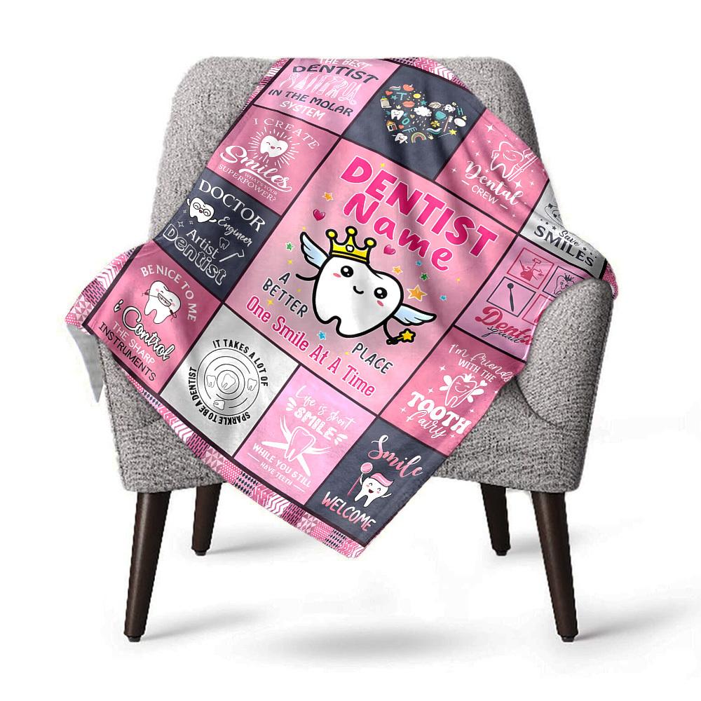 Dental Theme Home Customize Your Name Blankets Comfortable Soft Lightweight Allseason Multipurpose Blanket For Picnics Sofas Offices Beds Living Rooms