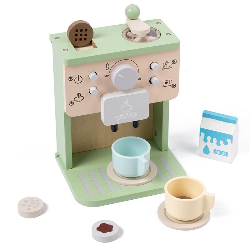 Children's Simulation Interactive Wooden Boy Girl Wooden Kitchen Mini Coffee Machine Toy Imulation Kitchen Toys Pretend Play