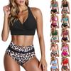 Ladies Swimwear Halter High Waisted Panty Set Split Swimwear