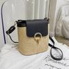 2025 Summer New Crossbody Straw Bag Hand-to-hand Women's Bag Hollow Woven Vacation Bag Shoulder Bucket Bag