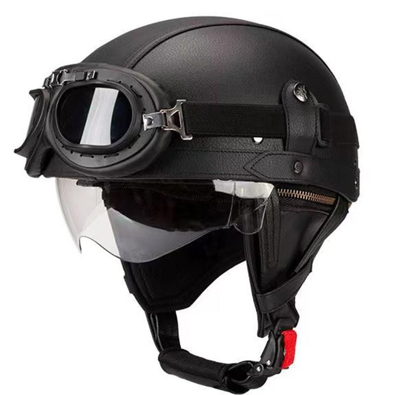 Vintage-Style Open Face Motorcycle Helmet Adults Unisex ABS Half With 3C Certification