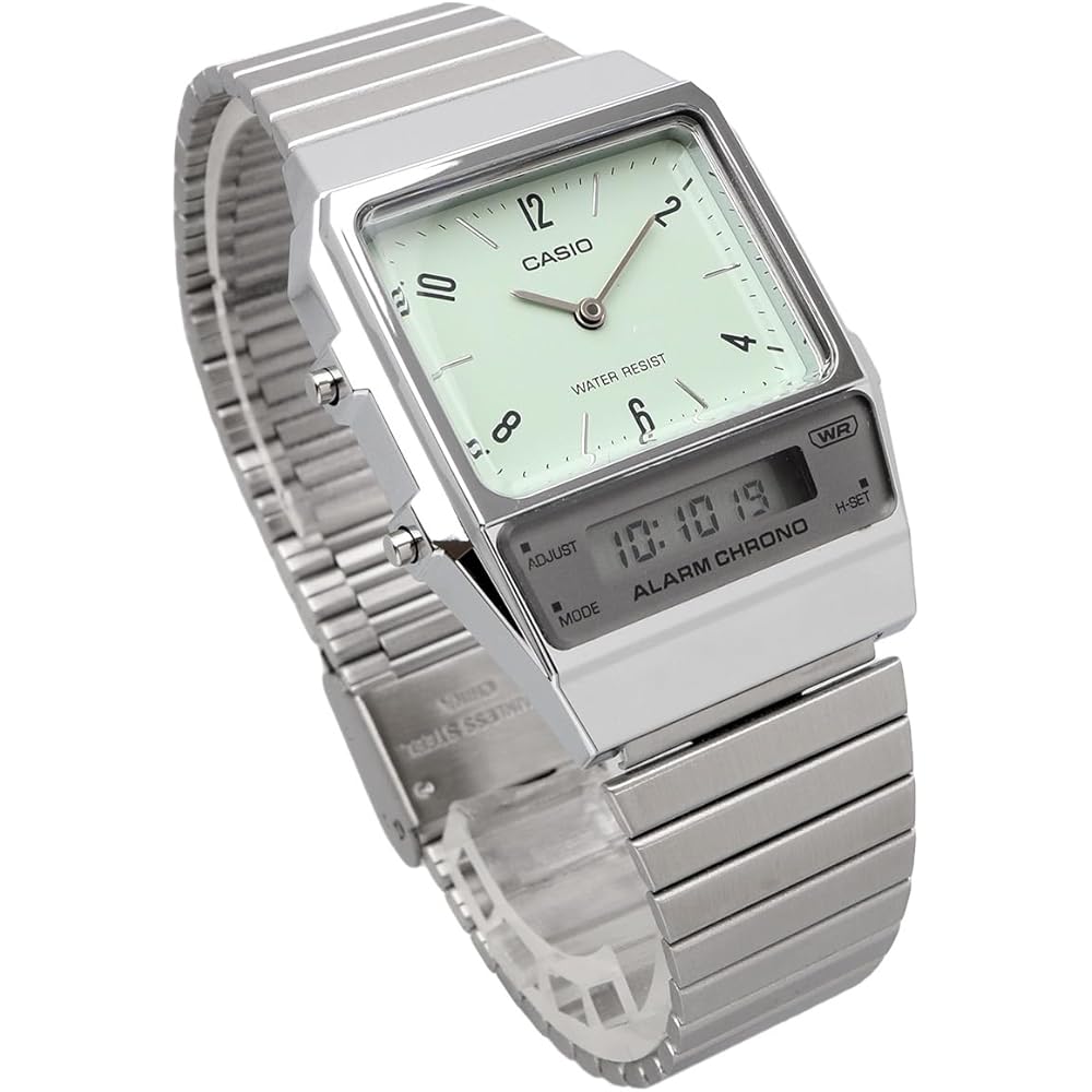 Casio Стандартные Аналогово-Цифровые Кварцевые Часы AQ-800E-3A Унисекс Бледно-Зеленый Международная Модель