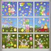 9 Sheets Easter Rabbit Eggs Window Clings Spring Cartoon Window Stickers Decals for Holiday Decoration Party Supplies