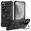 For Samsung Galaxy S25+/S24+ Case Compatible with MagSafe Metal Lens Frame Kickstand PC+TPU Mobile Cover