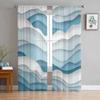 Ocean Waves Spray Blue Gradient Sheer Curtains For Living Room Kitchen Window Curtains Bedroom Tulle Voile Curtains