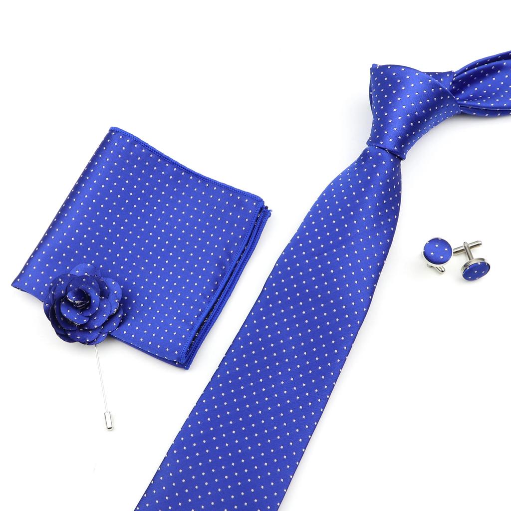 Роскошный комплект мужских галстуков, деловой галстук, комплект запонок, мужской галстук из полиэстера, носовой платок в горошек. Карманный платок