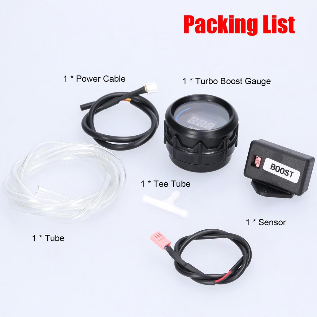 52 мм Датчик давления наддува автомобиля Цифровой измеритель Светодиодный дисплей 1,0 2,0 кПа с датчиком Функция аварийной сигнализации для автомобиля грузовика мотоцикла