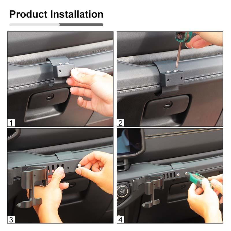 Автомобильный металлический кронштейн для второго пилота с ручкой для чашки воды, опорная подставка для Jeep Wrangler JL для JT Gladiator 2024 Up, аксессуары для салона автомобиля