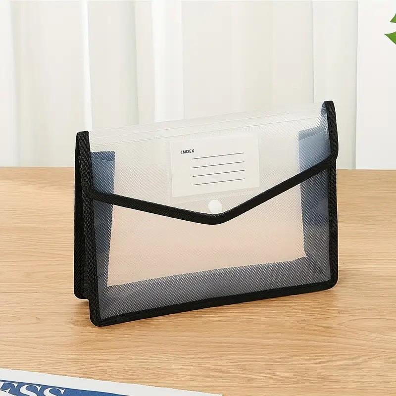 Прозрачная водонепроницаемая папка-конверт формата А4 на кнопке - Черная папка для документов