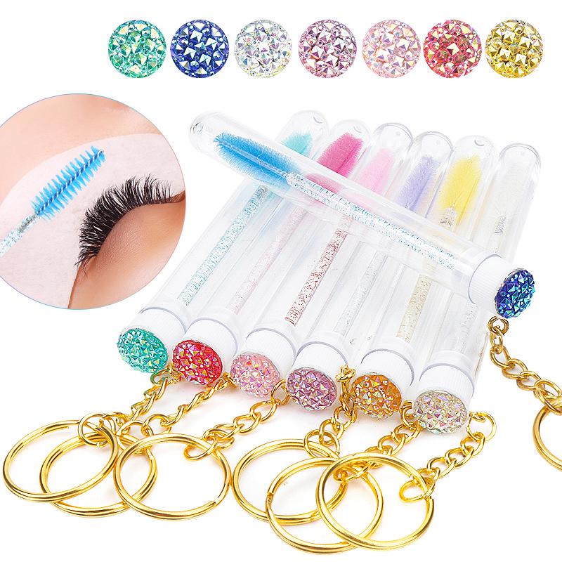 Clear Tube Mascara Brush with Rhinestone Gold Buckle - Disposable Crystal Rod Spiral Curler Tool